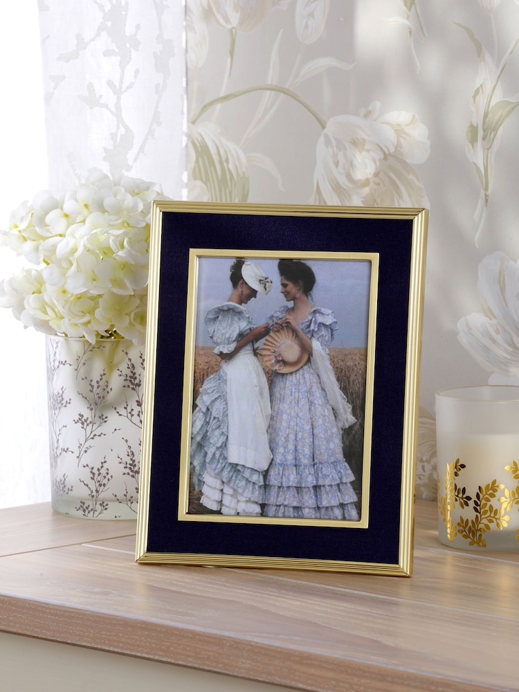Laura Ashley Brass/Navy Harrison 4" X 6" Photo Frame - Image 1 of 4