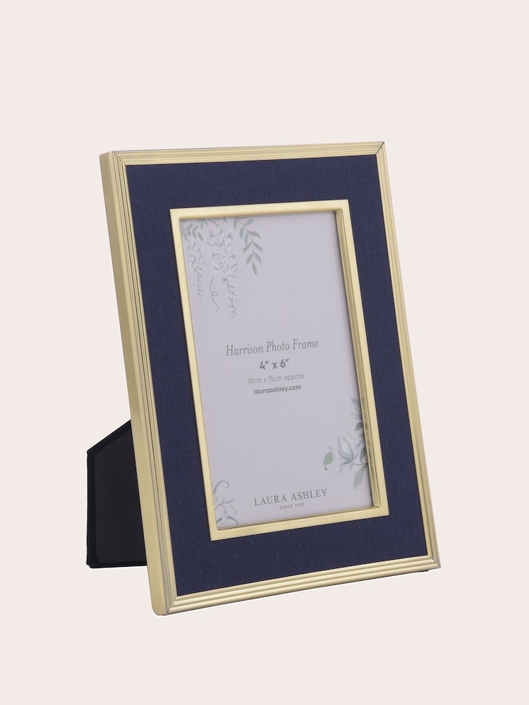 Laura Ashley Brass/Navy Harrison 4" X 6" Photo Frame - Image 2 of 4