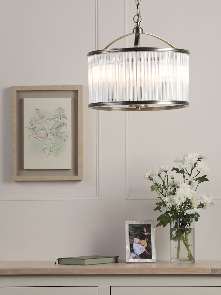 Laura Ashley Matt Antique Brass Sutton 3 Light Pendant Light - Image 1 of 6