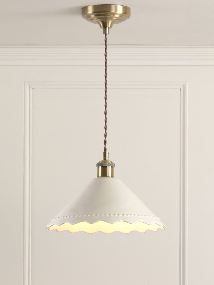 Laura Ashley White Daws 1 Light Pendant Ceiling Light - Image 1 of 5