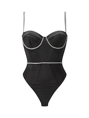 Ann Summers Black Incandesce Diamante and Satin Bodysuit - Image 5 of 5