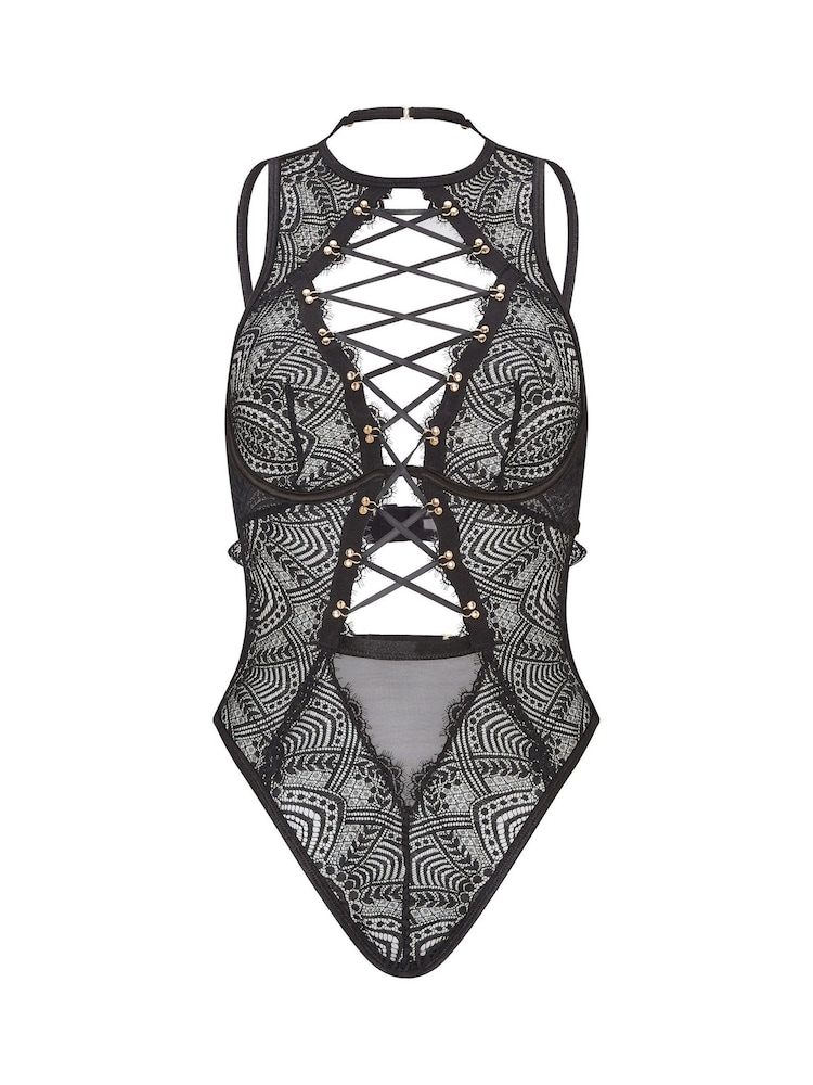 Ann Summers Black Free Reign Lace Crotchless Bodysuit - Image 4 of 4