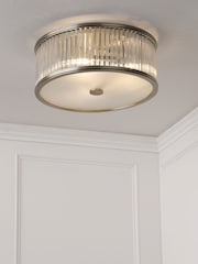Laura Ashley Matt Antique Brass Sutton 2 Light Flush Ceiling Light - Image 1 of 6