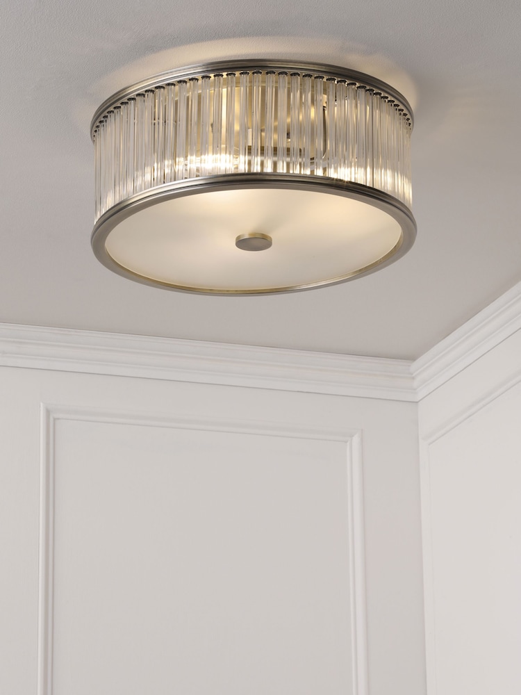 Laura Ashley Matt Antique Brass Sutton 2 Light Flush Ceiling Light - Image 1 of 6
