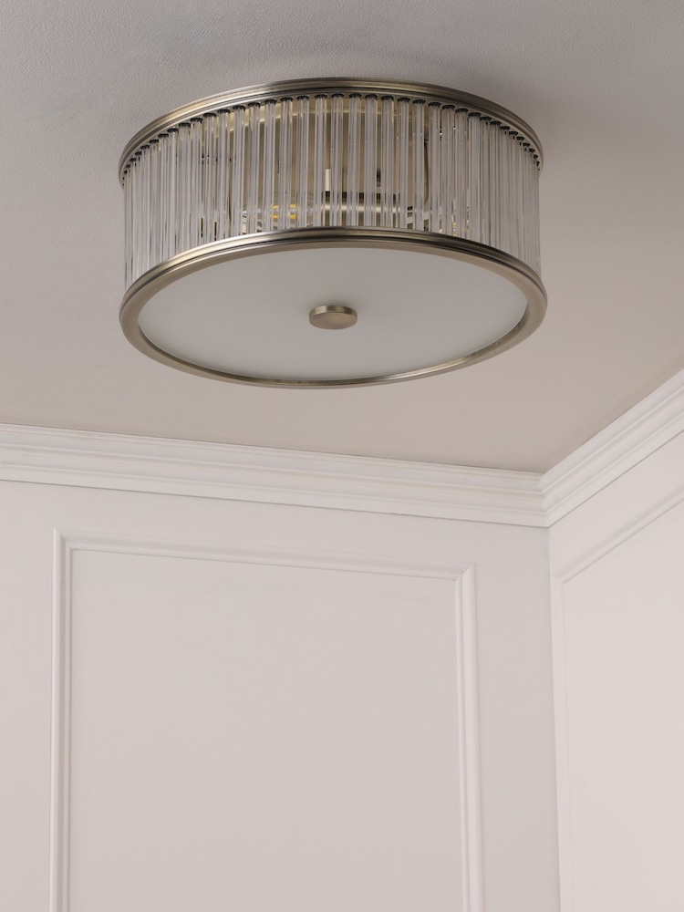 Laura Ashley Matt Antique Brass Sutton 2 Light Flush Ceiling Light - Image 2 of 6