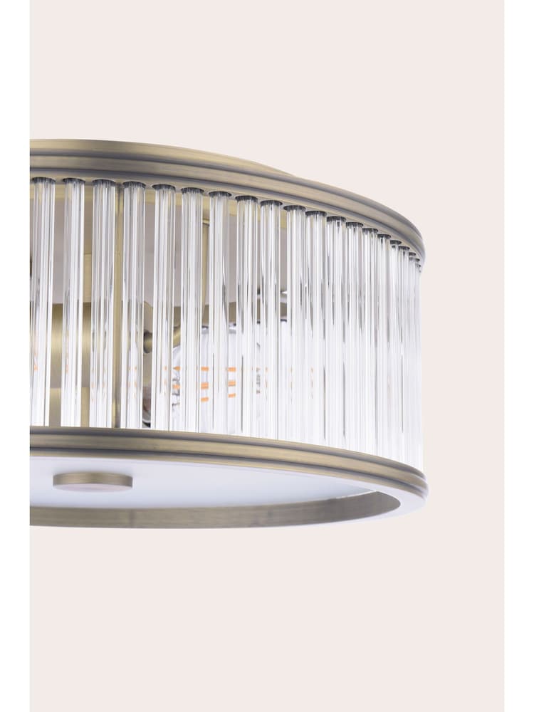 Laura Ashley Matt Antique Brass Sutton 2 Light Flush Ceiling Light - Image 6 of 6