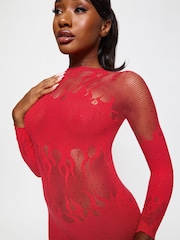 Ann Summers Red Flaming Desire Diamante Fishnet Jumpsuit - Image 3 of 5