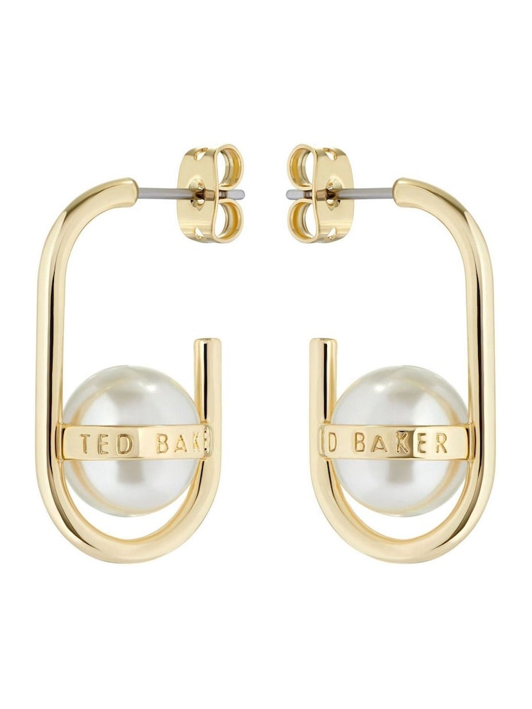 Ted Baker Gold Tone PERITTA: Statement Pearl Hoop Earrings - Image 2 of 3