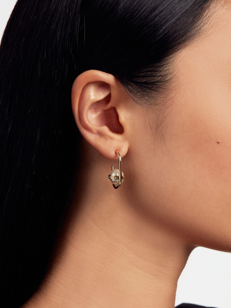 Ted Baker Gold Tone PERITTA: Statement Pearl Hoop Earrings - Image 3 of 3