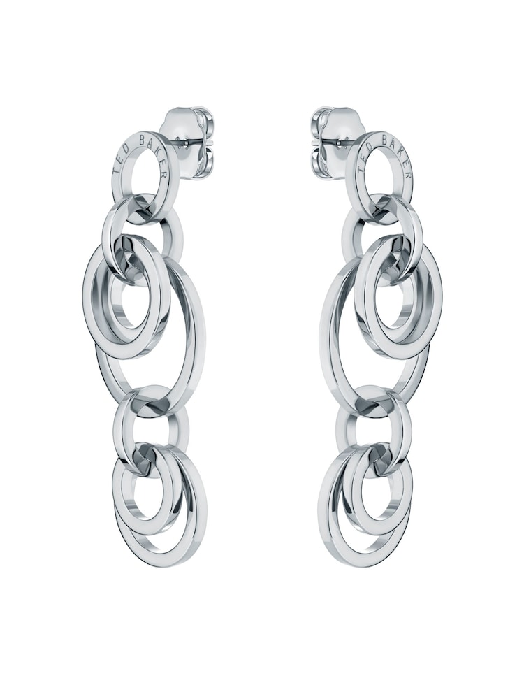 Ted Baker Silver Tone HULIET: Multi Hoop Drop Earrings - Image 2 of 3