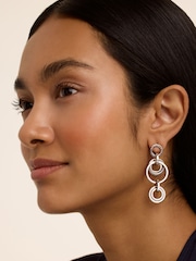 Ted Baker Silver Tone HULIET: Multi Hoop Drop Earrings - Image 3 of 3