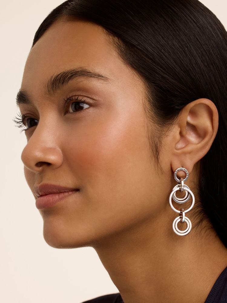 Ted Baker Silver Tone HULIET: Multi Hoop Drop Earrings - Image 3 of 3