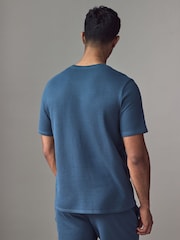 Dunkelblau - BOSS Waffle Structured Cotton T-Shirt - Bild 2 von 4