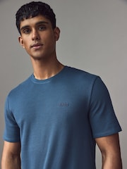 Dunkelblau - BOSS Waffle Structured Cotton T-Shirt - Bild 3 von 4