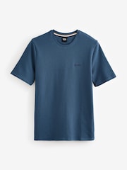 Dunkelblau - BOSS Waffle Structured Cotton T-Shirt - Bild 4 von 4