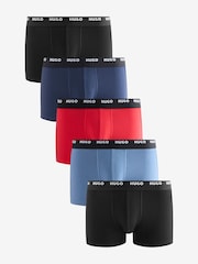 HUGO Natural Logo Waistband Cotton Boxers 5 Pack - Image 1 of 6
