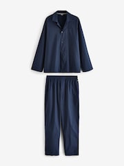 BOSS Blue Logo Embroidered Stretch Poplin Pyjamas - Image 1 of 5