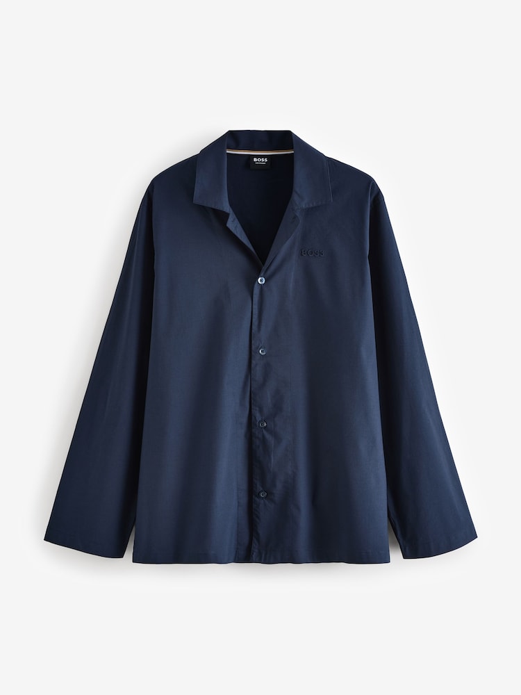 BOSS Blue Logo Embroidered Stretch Poplin Pyjamas - Image 2 of 5 BOSS Blue Logo Embroidered Stretch Poplin Pyjamas - Image 2 of 5