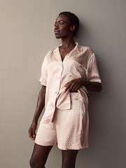 BOSS Natural Monogram Woven Soft Short Pyjamas Set - Image 1 of 8