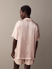 BOSS Natural Monogram Woven Soft Short Pyjamas Set - Image 2 of 8
