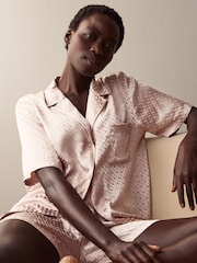 BOSS Natural Monogram Woven Soft Short Pyjamas Set - Image 3 of 8