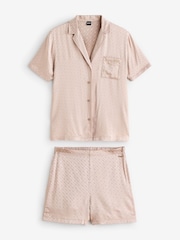 BOSS Natural Monogram Woven Soft Short Pyjamas Set - Image 6 of 8