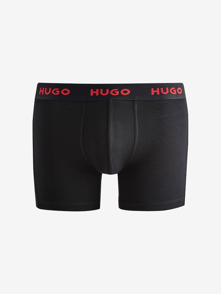 HUGO Natural Logo Waistband Cotton Boxers 3 Pack - Image 2 of 4 HUGO Natural Logo Waistband Cotton Boxers 3 Pack - Image 2 of 4