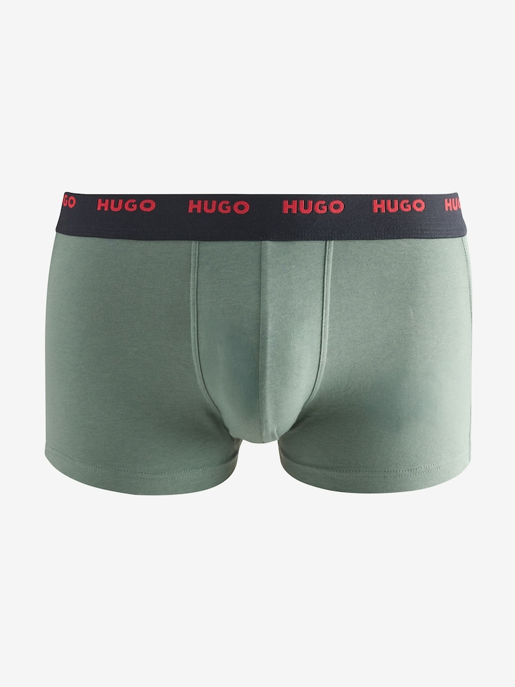 HUGO Natural Logo Waistband Cotton Boxers 5 Pack - Image 2 of 7 HUGO Natural Logo Waistband Cotton Boxers 5 Pack - Image 2 of 7