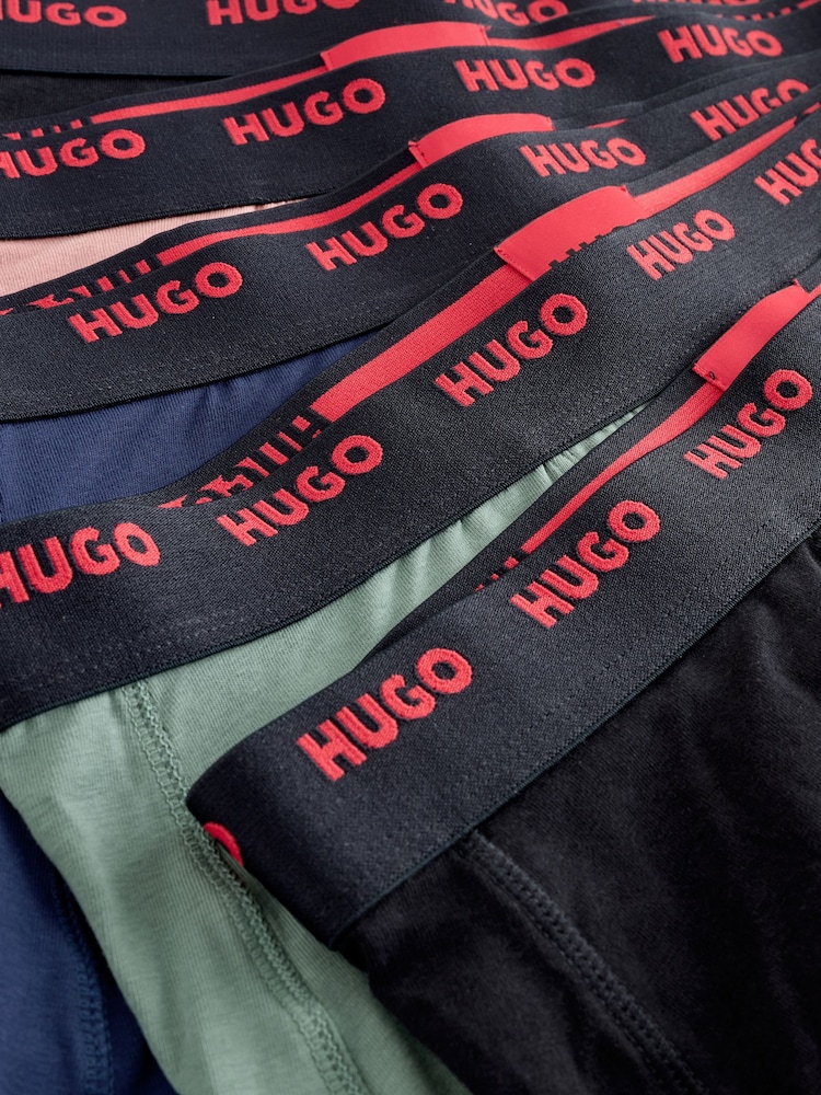HUGO Natural Logo Waistband Cotton Boxers 5 Pack - Image 7 of 7