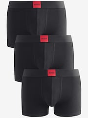 HUGO Black Logo Waistband Cotton Boxers 3 Pack - Image 1 of 5