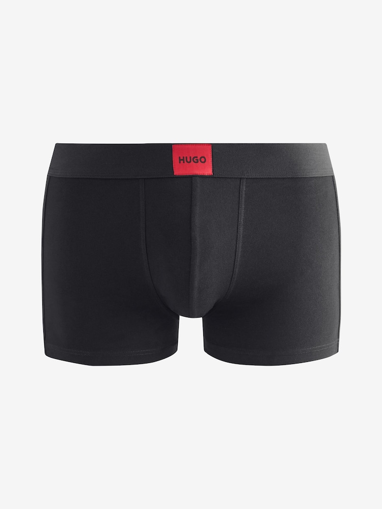 HUGO Black Logo Waistband Cotton Boxers 3 Pack - Image 5 of 5