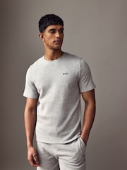 BOSS Grey Waffle Structured Cotton T-Shirt - Image 1 of 4