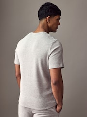BOSS Grey Waffle Structured Cotton T-Shirt - Image 2 of 4