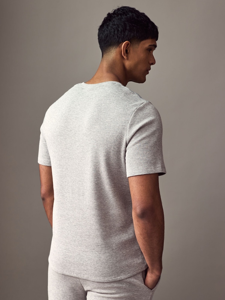 BOSS Grey Waffle Structured Cotton T-Shirt - Image 2 of 4