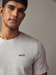 BOSS Grey Waffle Structured Cotton T-Shirt - Image 3 of 4