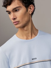 BOSS Blue/white Signature Stripe Logo Long Sleeve T-Shirt - Image 1 of 4