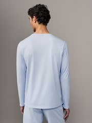 BOSS Blue/white Signature Stripe Logo Long Sleeve T-Shirt - Image 3 of 4