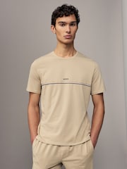 BOSS Natural Signature Stripe Stretch Cotton T-Shirt - Image 1 of 3