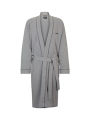 BOSS Grey Logo Embroidered 100% Cotton Jersey Robe Dressing Gown - Image 4 of 4