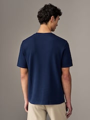 BOSS Blue Waffle Structured Cotton T-Shirt - Image 2 of 4