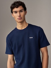 BOSS Blue Waffle Structured Cotton T-Shirt - Image 3 of 4