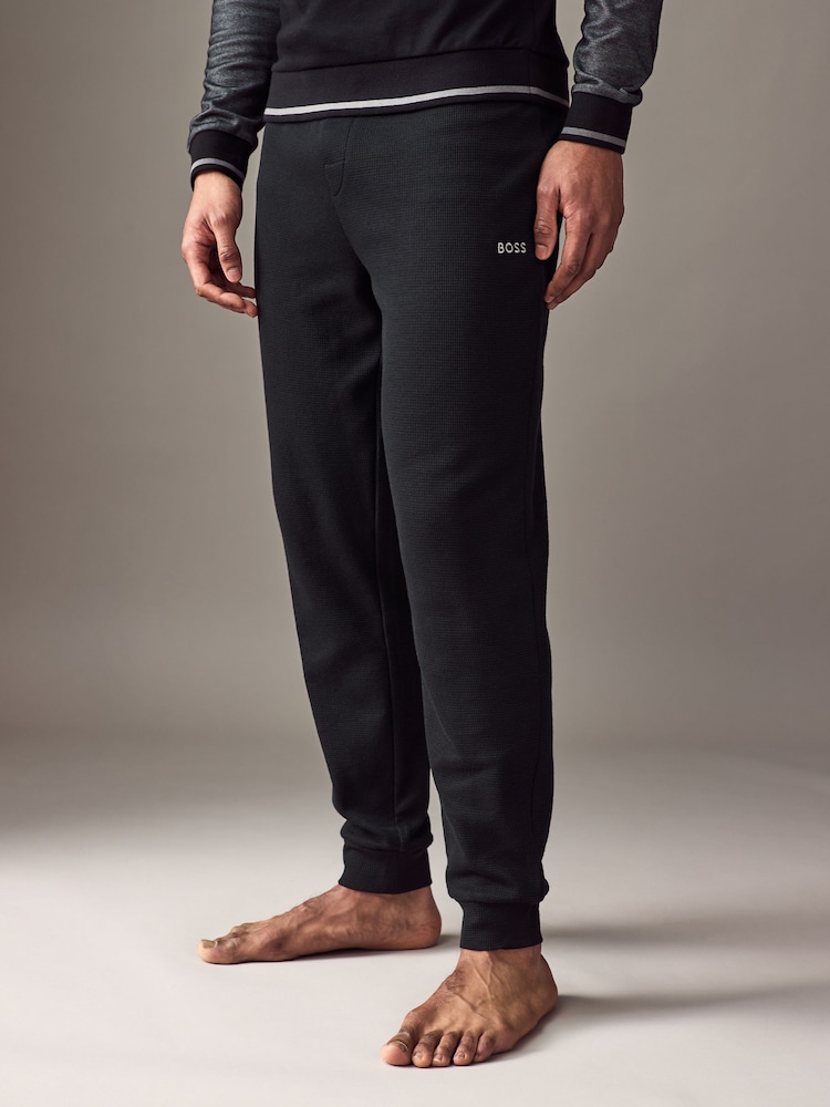 BOSS Black Waffle Structured Joggers - Image 1 of 5