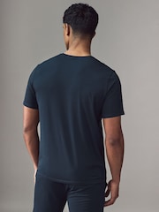BOSS Blue Signature Stripe Stretch Cotton T-Shirt - Image 2 of 4