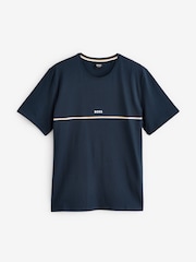 BOSS Blue Signature Stripe Stretch Cotton T-Shirt - Image 4 of 4