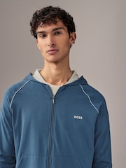 BOSS Blue Stretch Cotton Zip-Up Hoodie - Image 3 of 4