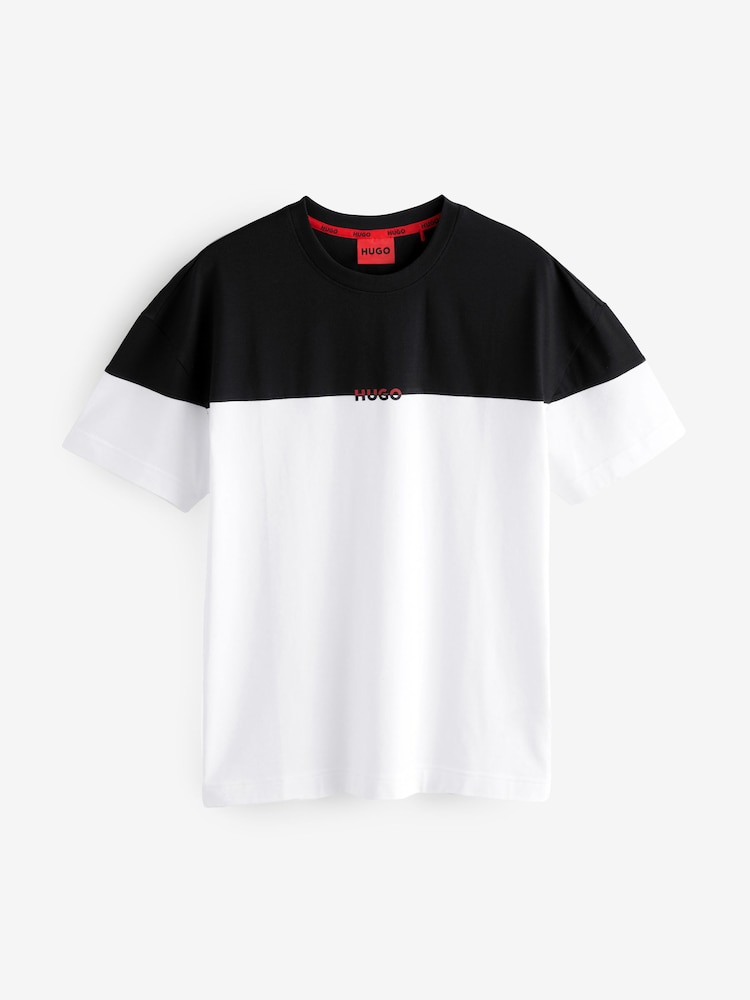 HUGO Black Colour Blocked Waistbadn Stretch Cotton Pyjama T-Shirt - Image 1 of 1