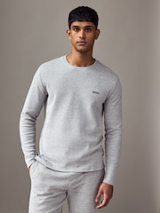 BOSS Grey Waffle Structured T-Shirt - Image 1 of 4