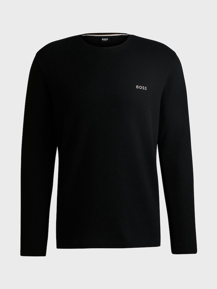 BOSS Black Waffle Structured T-Shirt - Image 4 of 4