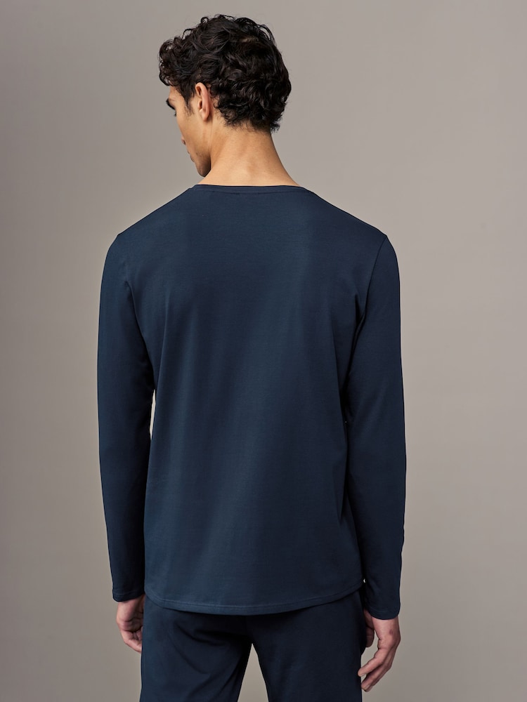 BOSS Blue Signature Stripe Logo Long Sleeve T-Shirt - Image 2 of 4 BOSS Blue Signature Stripe Logo Long Sleeve T-Shirt - Image 2 of 4