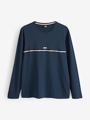 BOSS Blue Signature Stripe Logo Long Sleeve T-Shirt - Image 4 of 4